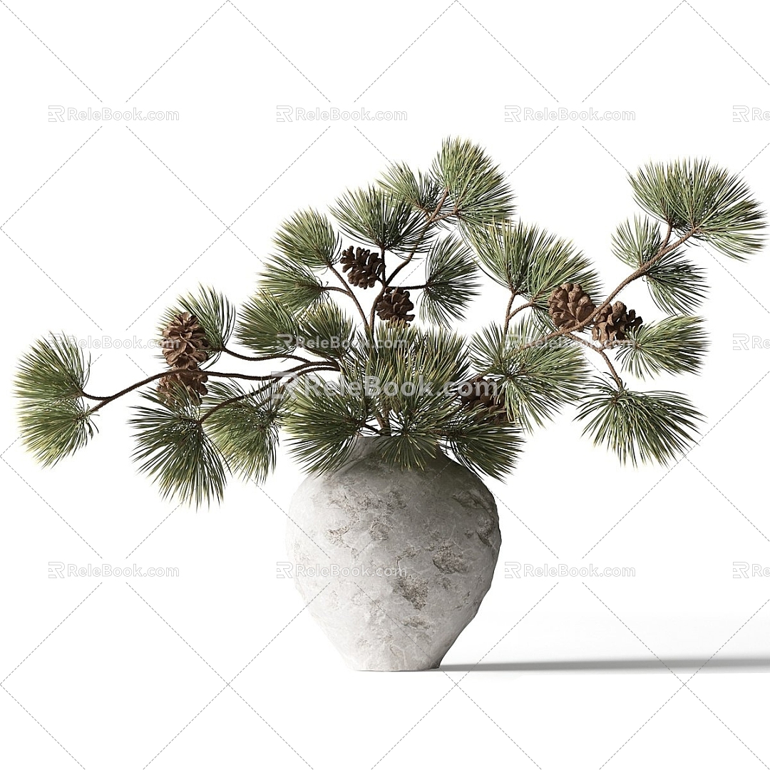 Modern Floral Ornaments Bonsai Bonsai Green Plant 3d model