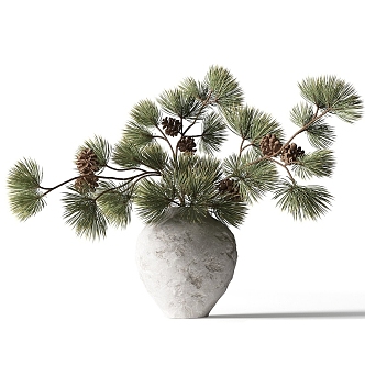 Modern Floral Ornaments Bonsai Green Plant 3d model