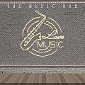 Decorative Light for Music Bar with Saxophone Design Love Music Lettering on Brick Wall