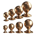 Golden Round Decorative Knobs in Various Sizes for Home Furniture 3d model