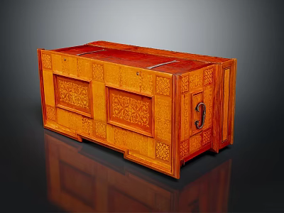 Wooden Entryway Console Cabinet With Intricate Carved Patterns And Storage Drawers 3d model