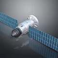 Space Station Module With Extended Blue Solar Panels And Metallic Main Body 3d model