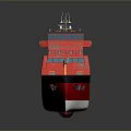 Red Work Boat Model With Yellow Crane Green Deck And White Bottom 3d model