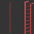 Red Metal Ladder Stairs With Different Design Structures And Side Views 3d model