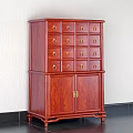 Traditional Mahogany Entryway Side Cabinet With Multiple Drawers And Brass Handles