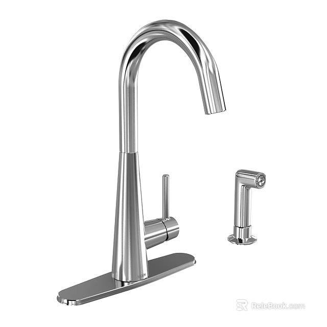 Sleek Modern Kitchen Faucet With Chrome Finish Curved Spout And Single Handle 3d model 