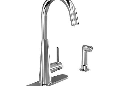 Sleek Modern Kitchen Faucet With Chrome Finish Curved Spout And Single Handle 3d model