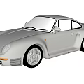 Silver Porsche Classic Sports Car With Sleek Body Design And Brown Leather Interior