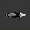 Modern White Black and Red Scooter with Red Wheels and Decorative Stripes