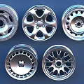 Different Car Wheel Rim Designs In Silver Metallic Finish For Vehicles