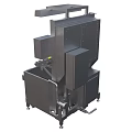 Stainless Steel Industrial Equipment With Yellow Components And Control Panel And Wheels