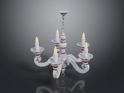 Classic Multi arm Chandelier Lighting Fixture Set With Candle shaped Lights And Red Accents 3d model