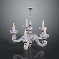 Classic Multi arm Chandelier Lighting Fixture Set With Candle shaped Lights And Red Accents