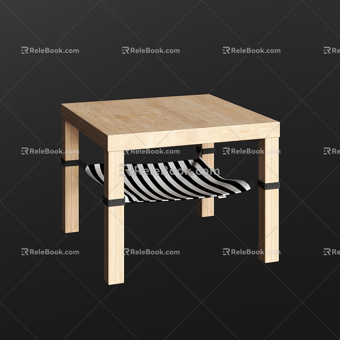 Modern corner table side table solid wood 3d model