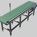 Industrial Conveyor Equipment With Green Belt Metal Support Frame And Signal Light For Material Transport