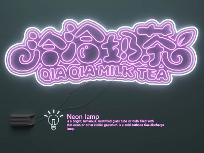 Artistic Neon Lamp Combination With Glowing Pink Light For Shop Decoration 3d model