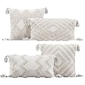 Soft Light Colored Diamond Pattern Textured Pillow With Tassel Decorations 3d model