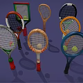 Colorful Tennis Rackets With Different Styles And Tennis Balls As Sports Equipment