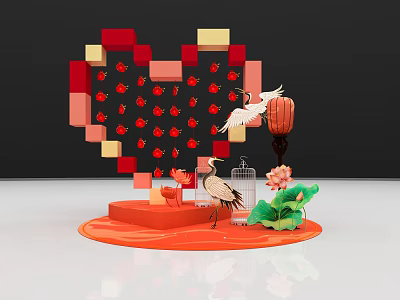 New Chinese Style Beauty Chen Heart Shape Tanabata Beauty Chen 3d model