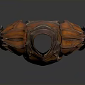 3D Rendered Medieval Body Armor With Metallic Orange Brown Luster Intricate Shoulder Design