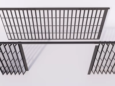 Modern Folding Door Design With Black Metal Grille Structure And Sturdy Frame 3d model