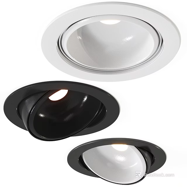 Modern Recessed LED Ceiling Lights Black And White Round Design For Home Interior 3d model 