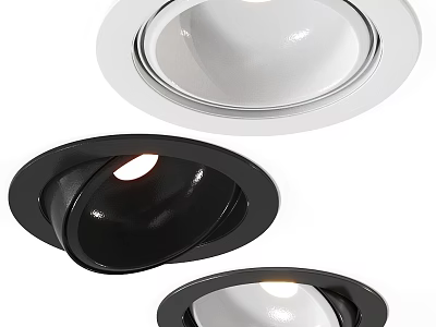 Modern Recessed LED Ceiling Lights Black And White Round Design For Home Interior 3d model