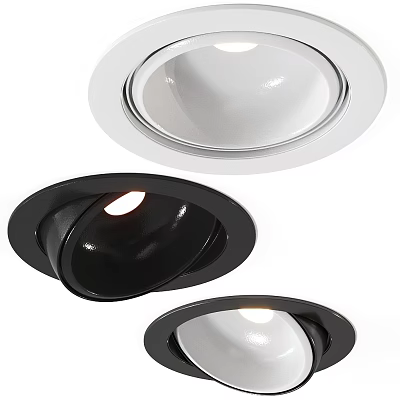 Modern Recessed LED Ceiling Lights Black And White Round Design For Home Interior 3d model