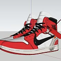Stylish High Top Red And White Shoes With Black Laces AIR Logo And Sleek Design
