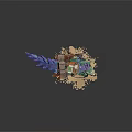 Colorful Dragon Model With Green Blue Purple Scales And Rider On Stone Base