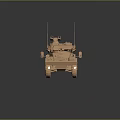 Golden Metallic Tank Model with Detailed Turret and Cannon on Dark Background