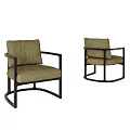 Olive Green Accent Chairs With Black Metal Frame Modern Minimalist Living Room Furniture