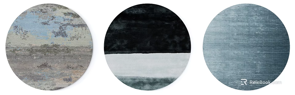 Modern Round Rug With Abstract Black White Grey Gradient Design For Home Decor 3d model