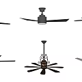 Various Stylish Ceiling Fans With Black Blades And Decorative Designs