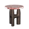 Modern Round Nesting Dining Tables With Rose Tinted Glass Top And Unique Dark Metal Legs