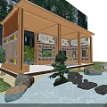 Elegant Traditional Chinese Garden Landscape With Wooden Pavilion And Tranquil Waterside Leisure Reading Space