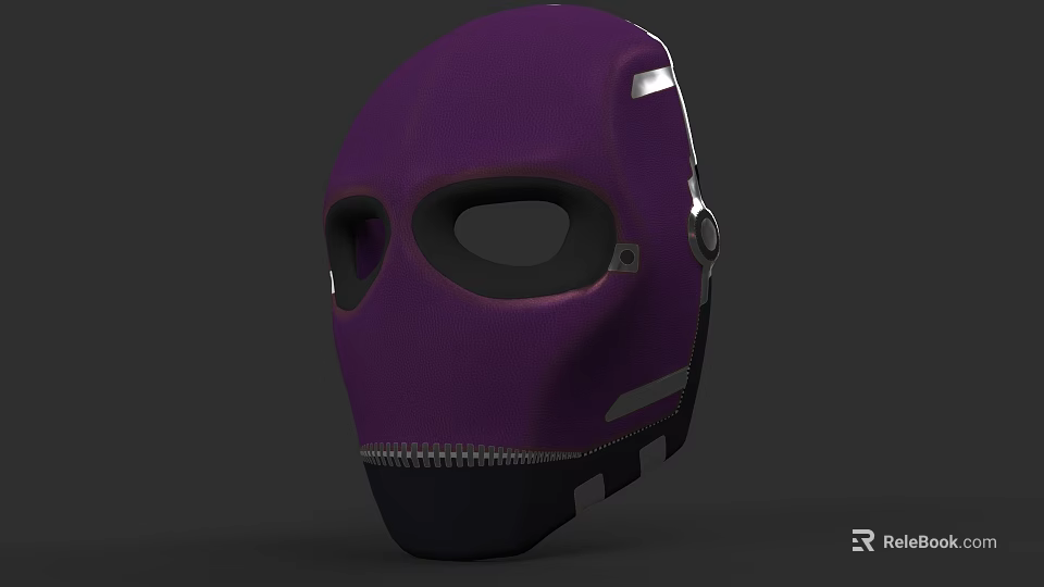 Purple Tactical Hat Design With Zipper Closure And Metal Accents 3d model 