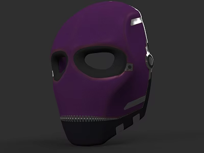 Purple Tactical Hat Design With Zipper Closure And Metal Accents 3d model