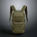 Durable Khaki Tactical Backpack With Multiple Pockets Webbing Straps And Shoulder Straps