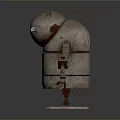 Vintage Metal Robot With Round Head And Mechanical Arms On Reflective Surface