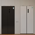Modern Black And White Double Door Refrigerators With Digital Control Panels 3d model