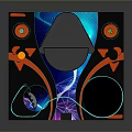 Futuristic Tech Installation With Illuminated Curves Geometric Shapes And Colorful Neon Lights