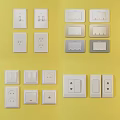 Various White And Gray Switch Panels With Single Double Switches And Socket Designs 3d model