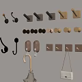 Various Wall Mounted Hooks With Diverse Wooden Metal Designs And Assorted Colors For Home Decoration