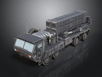 Military Truck With Large Missile Launcher System And Multi Wheel Design 3d model