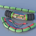 Multicolored Electrical Wire Bundles Secured With Green Black Straps In Various Shapes