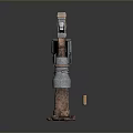 Rusty Revolver With Scope Gear Like Barrel BODAI Text And Bullet Worn Vintage Design 3d model