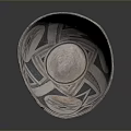 Ceramic Bowl Sculpture Carving With Geometric Patterns And Black White Decoration