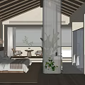 Elegant Hotel Room Featuring Wooden Ceiling Large Windows Green Plants Glass Partition And Wooden Flooring