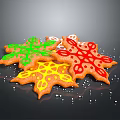 Star Shaped Cookies With Colorful Icing And Sprinkles On Black Background